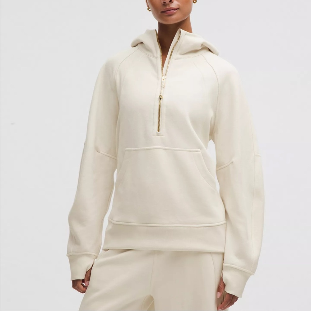 NWT Lululemon Scuba Oversized Half Zip Long Hoodie — Light Ivory/Gold — XS/S